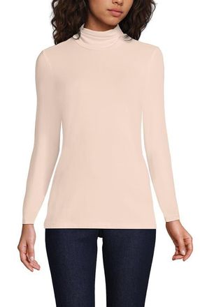 Lands End Lightweight Jersey Skimming Long Sleeve Turtleneck in Pink Opal at Nordstrom, Size X-Large P
