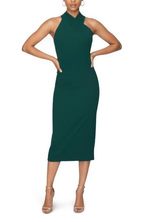 Rachel Roy Harland Crossover Halter Midi Dress in Evergreen at Nordstrom, Size X-Small