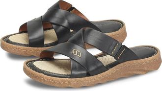 B&oslash;rn Born Hayka BR0056703 Sandals Black Leather Open Toe Slide ZOGG2746