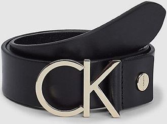 Calvin Klein Leather Logo Belt - Calvin Klein - Black - Women - 100 cm
