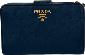 Prada Navy Leather Wallet (Bi-Fold) (Pre-Owned)