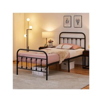 Yaheetech Yaheetech - Struttura Letto in Ferro con Spazio Aggiuntivo sotto Il Letto per Camera da Letto Soggiorno Bianca Singolo 90 x 200 cm