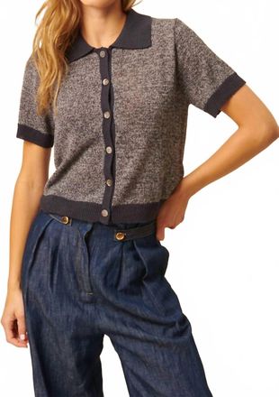 John & Jenn Owen Short Sleeve Sweater In Midnight Sea