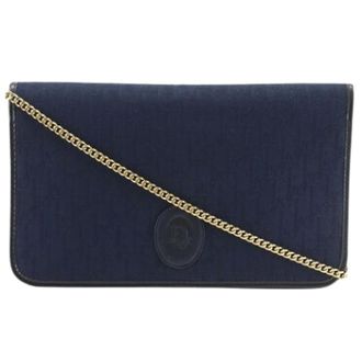 Dior Pre-owned Clutches, female, Blue, Size: ONE SIZE Pre-owned Vintage Canvas Shoulder Bag
