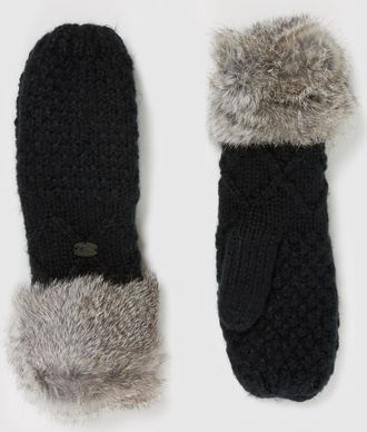 Pajar Womens Hail Heather Chunky Knit Mitten with Faux Fur Cuff