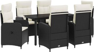 vidaXL Conjunto De Comedor De Jard&iacute;n 7 Uds. Negro Y Blanco Crema Vidaxl