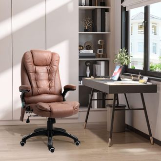 Vinsetto Office Chair, Ergonomic Desk Chair w/ 6-Point Massage & Back Heated, Linen-Feel Fabric Computer Gaming Chair w/ Adjustable Arms, Lumbar
