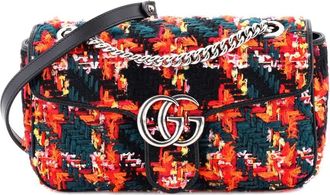 Gucci GG Marmont Flap Bag Tweed Small shoulder bag - Zwart