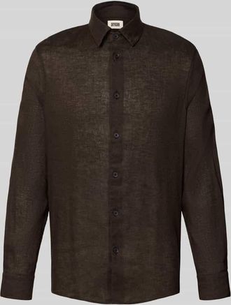 Drykorn Drykorn Slim Fit Freizeithemd aus Leinen-Baumwoll-Mix Modell RAMIS in Dunkelbraun, Gr&ouml;&szlig;e XXL