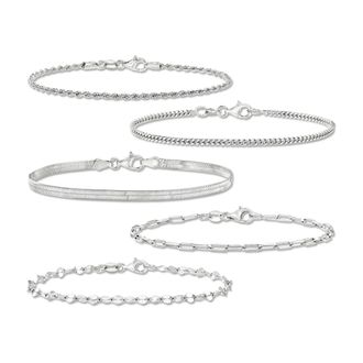 Ross-Simons Italian Sterling Silver Jewelry Set: 5 Chain Bracelets