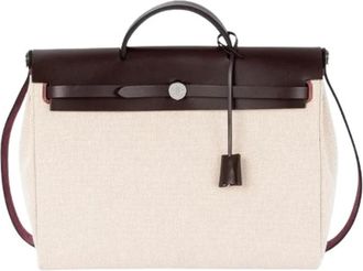 Herm&egrave;s Pre-owned Herbag Messenger 39 - Dames - Vintage Handtas - Beige - ONE Size - Leer - Vintage