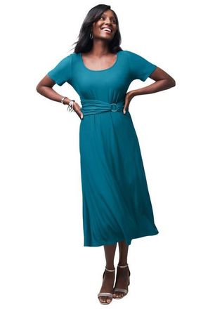 Jessica London Buckle Midi Dress in Deep Teal at Nordstrom, Size 20