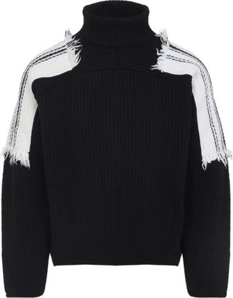 Mordecai Jacquard Stripe Turtle Neck - Heren - Coltruien - Zwart - S - Wol - Truien & Vesten