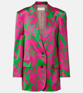 Dries Van Noten Blazer in raso con stampa floreale