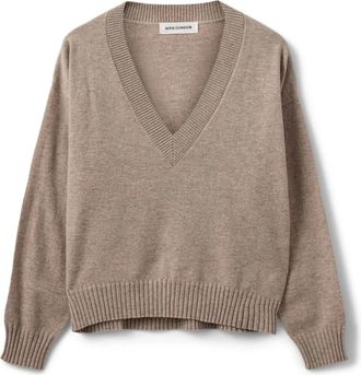 Sofie Schnoor Bruine Melange Sweater met V-hals - Dames - V-hals truien - Bruin - XS - Wol - Truien & Vesten