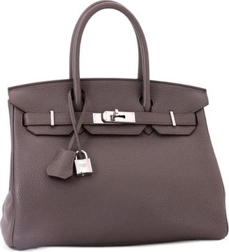 Herm&egrave;s Birkin Handbag Grey Clemence with Palladium Hardware 30 tote bag - Grijs