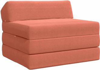 vidaXL Sof&aacute; Cama Plegable Rojo Naranja 200 X 70 X 10 Cm Tela De Pana Vidaxl
