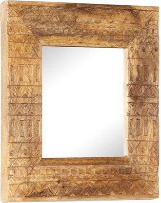 vidaXL Hand-Carved Mirror 50x50x2.5 cm Solid Mango Wood vidaXL
