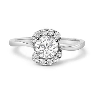 House of Brilliance Sterling Silver Lab Grown 1.0 Cttw Diamond Oval Shaped Halo Engagement Ring
