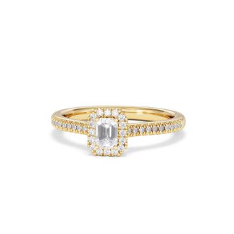 The Diamond Store Lumia Emerald Cut Lab Diamond Halo Ring 0.50ct F/VS in 18K Gold Vermeil