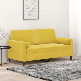 vidaXL Sof&aacute; De 2 Plazas Con Cojines Terciopelo Amarillo 140 Cm Vidaxl