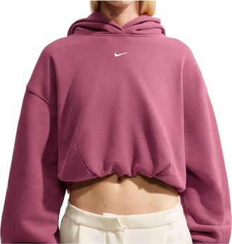 Nike (WMNS) Nike Studio Fleece Medium Weight Oversized Cropped Hoodie Pink Smoke Sail IM8096-654
