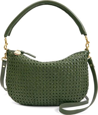Clare Vivier Petit Moyen Woven Messenger Bag in Army Rattan at Nordstrom