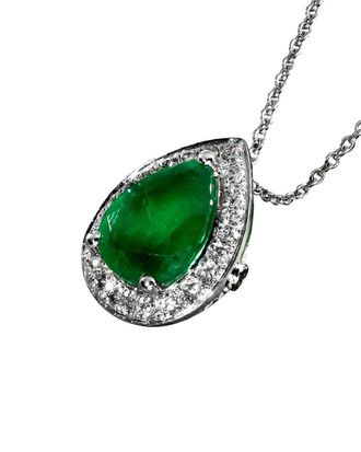 Le Vian Emerald 14K 1.70 Ct. Tw. Diamond & New Emerald Pendant Necklace
