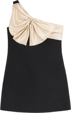 Valentino Garavani Kleedjes, Dames, Zwart, S, Wol, Jurk met &eacute;&eacute;n schouder en strik
