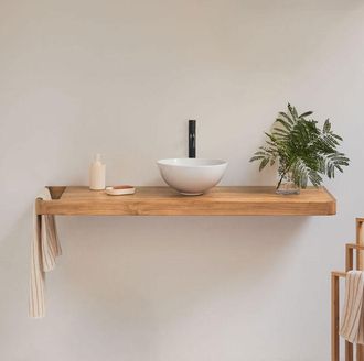 Sklum Conjunto De Mueble De Ba&ntilde;o 130x45 Cm Suspendido En Madera De Teca Neill Sklum