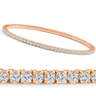 Pompeii3 4Ct F/VS Diamond Flexible Oval Bangle Womens Bracelet 14k Rose Gold Lab Grown Size: Medium