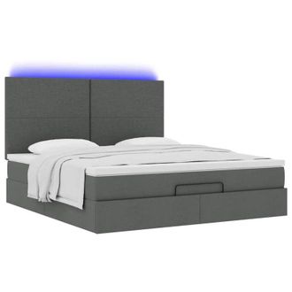 vidaXL Vidaxl - Estructura Cama Otomana Colch&oacute;n Tela Gris Oscuro 160x200 Cm
