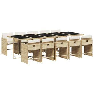 vidaXL Vidaxl - Set Da Pranzo Da Giardino 11 Pz Con Cuscini Beige In Polyrattan