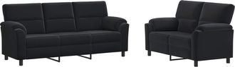 vidaXL Set Di Divani 2 Pcs Nero Velluto Vidaxl