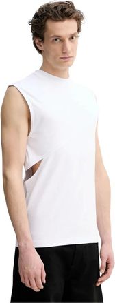 Heliot Emil Heliot Emil, Tops, Heren, Wit, L, Katoen, T-shirt zonder mouwen met uitsnijding