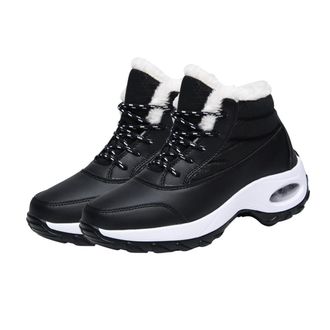 Frcolor WomenS Mid-Calf Warm Snow Boots Plush Lining, Non-Slip Winter Footwear, Black Size 41, Insulated Winter Booties for Outdoor Use