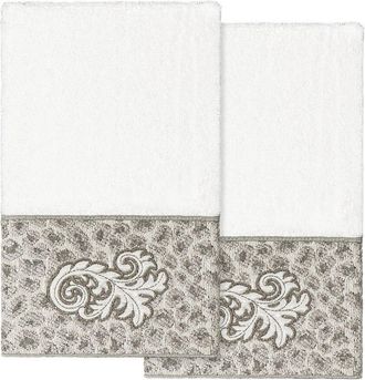 Linum Home Textiles 100% Turkish Cotton April 2Pc Embellished Hand Towel Set