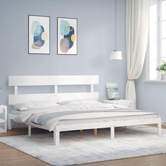 vidaXL Estructura Cama De Matrimonio Con Cabecero Madera Maciza Blanco Vidaxl