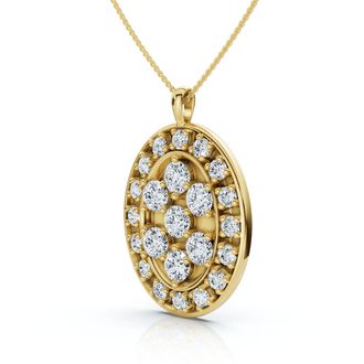 Pompeii3 Certified 2 1/2Ct Oval Diamond Cluster Pendant 14k Gold Lab Grown Size: 3/4 Tall