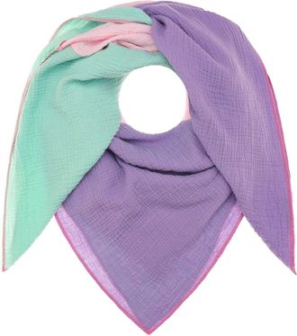 Zwillingsherz Dreieckstuch ZWILLINGSHERZ Viereck Blockstreifen, Damen, flieder t&uuml;rkis, Web, Baumwolle, colorblocking, mehrfarbig, Modet&uuml;cher Dreieckstuch, farbenfro