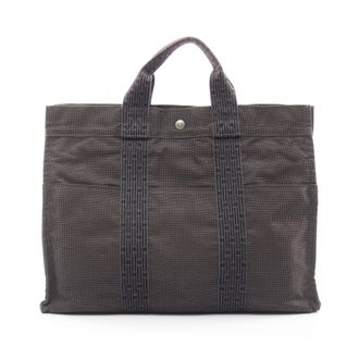 Herm&egrave;s Gray Nylon Canvas Handbag Tote Bag (Pre-Owned)