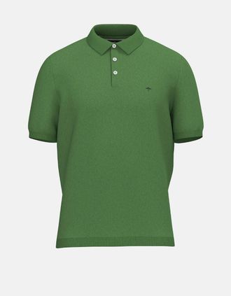 Fynch-Hatton Mens Fine Knit Air Cotton Polo Shirt Avocado - Green - Size: 40