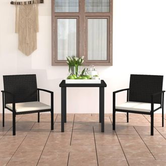 vidaXL Vidaxl - Conjunto De Comedor De Jard&iacute;n 3 Piezas Rat&aacute;n Sint&eacute;tico Negro