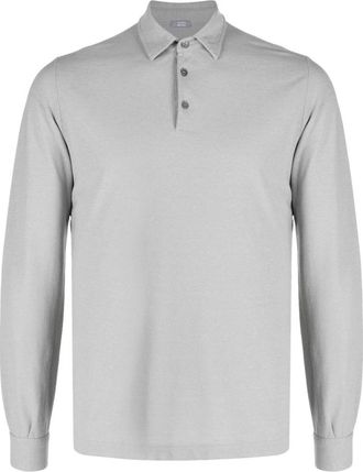 Zanone Ice Cotton Lange Mouw Polo Shirt - Heren - Polos - Grijs - 2XL - Katoen - Tops