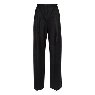 Victoria Beckham Charlee High Waisted Pleated Straight Leg Pants