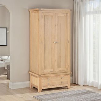 Seconique Windsor 2 Door 1 Drawer Wardrobe (Part Assembled) in Light Oak
