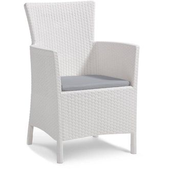 Dmora Poltrona da esterno Casina, Poltroncina da giardino, Seduta outdoor, Poltrona per esterni, 62x60 h89 cm, Bianco - Dmora