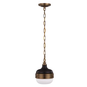 Netlighting Cadence 1 Light Dome Ceiling Mini Pendant Antique Brass Black E27 in Yellow