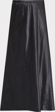 Eileen Fisher Crinkled Satin Straight Midi Skirt