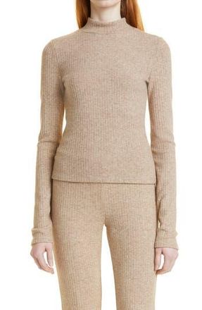 Vince Rib Long Sleeve Mock Neck Sweater in Wheat at Nordstrom Rack, Size Large